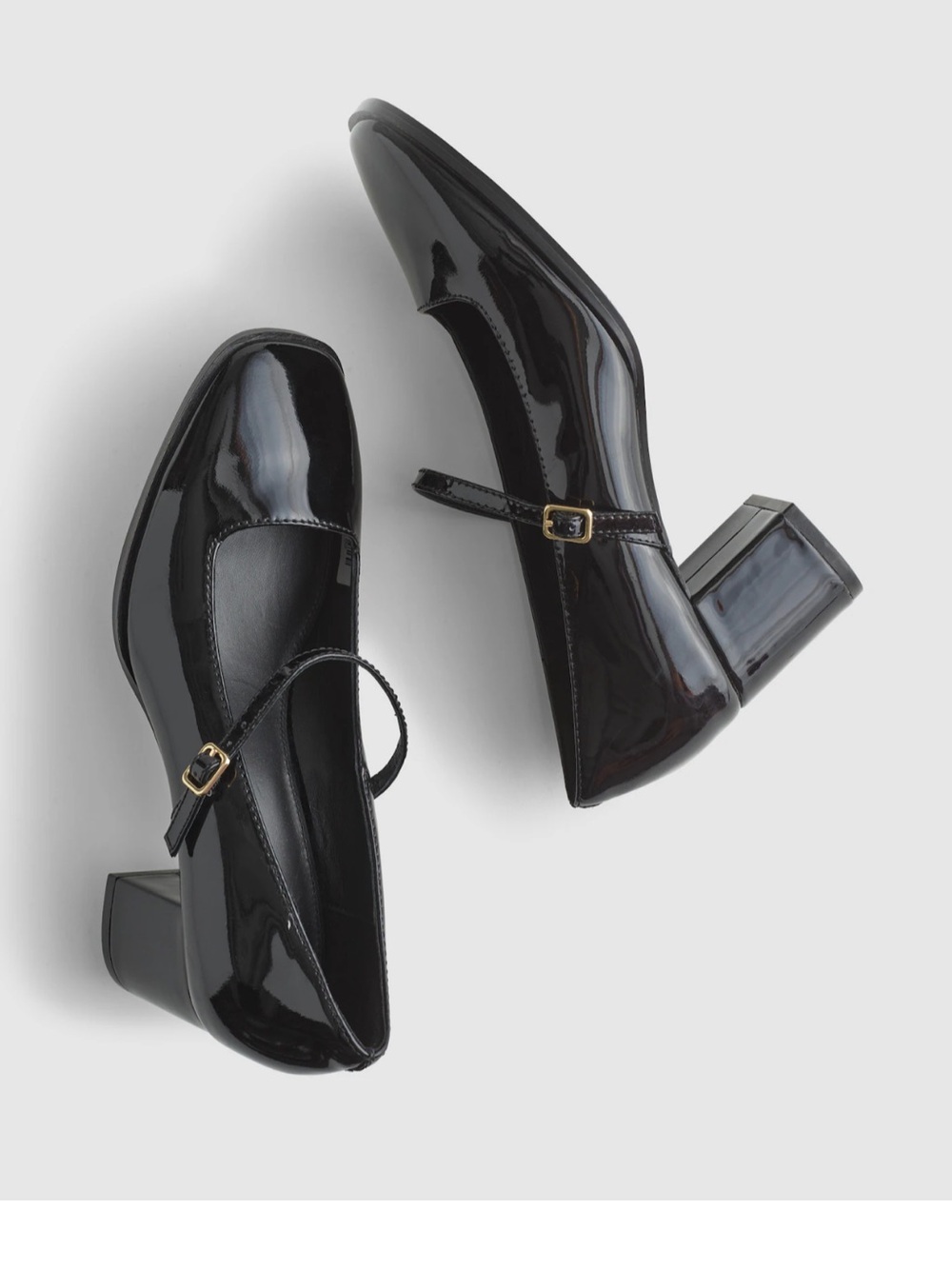 Madewell Greta Patent Mary Jane Block Heel Pumps - Black Size 7